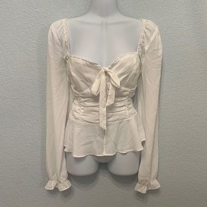 Forever 21 White Chiffon Top L